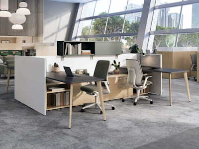 modern office with cubicles
