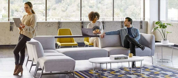 hybrid workplace with flexible seating