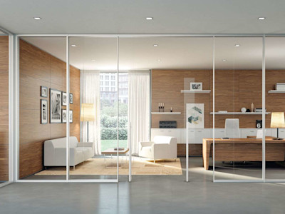 modern office furniture in a contemporary office with wifi