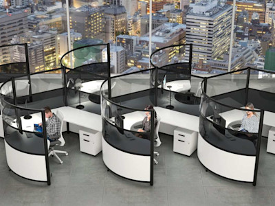 semi orbit clear screen call center cubicle