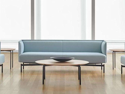 Office lounge sofa and floor occasional table made of laminate
