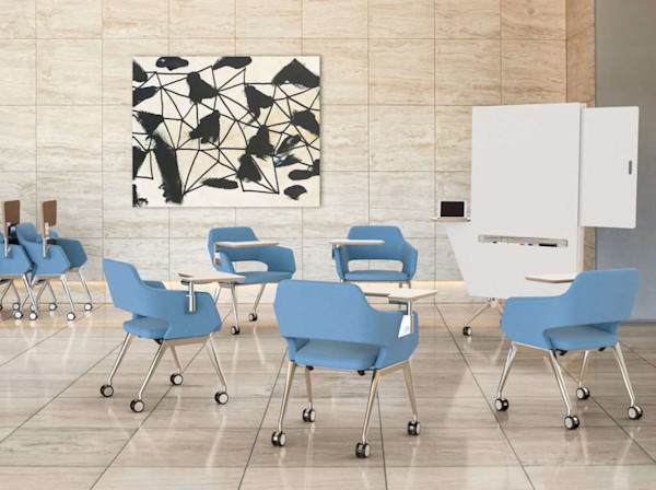 blue training chairs