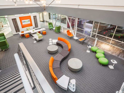 bright open office and office color psychology