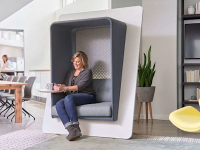 Socially distance in style with pop-up spaces like acoustic furniture