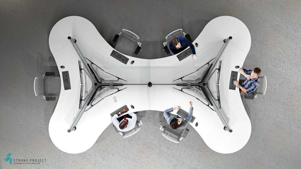 Overview of dogbone Post-COVID cubicle workstation