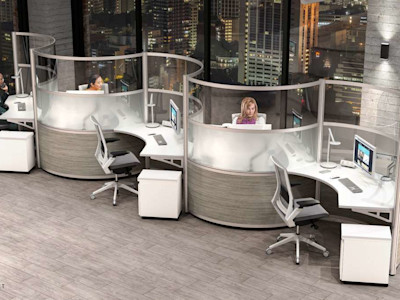 Curved modular office furniture