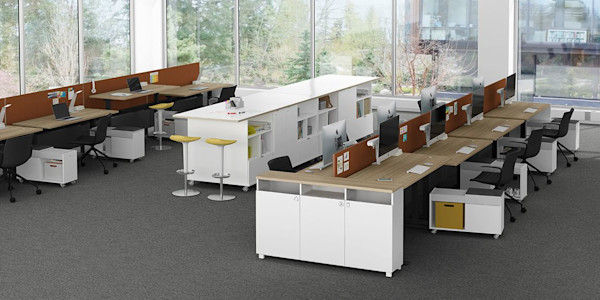 modern modular workstation with multi functional office storage solutions