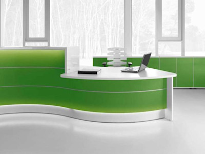 custom modern reception desk for entrance area