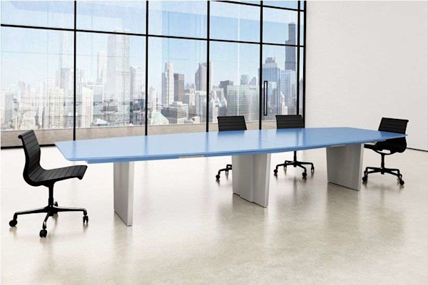 blue social distance conference table