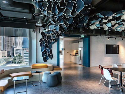 office interior with acoustic panels