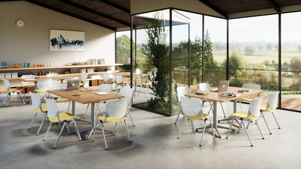 custom modern breakroom for a modern office design with ergonomic chairs