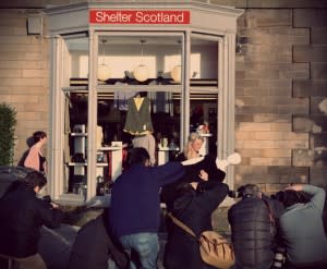 Media outside Shelter Scotland shop