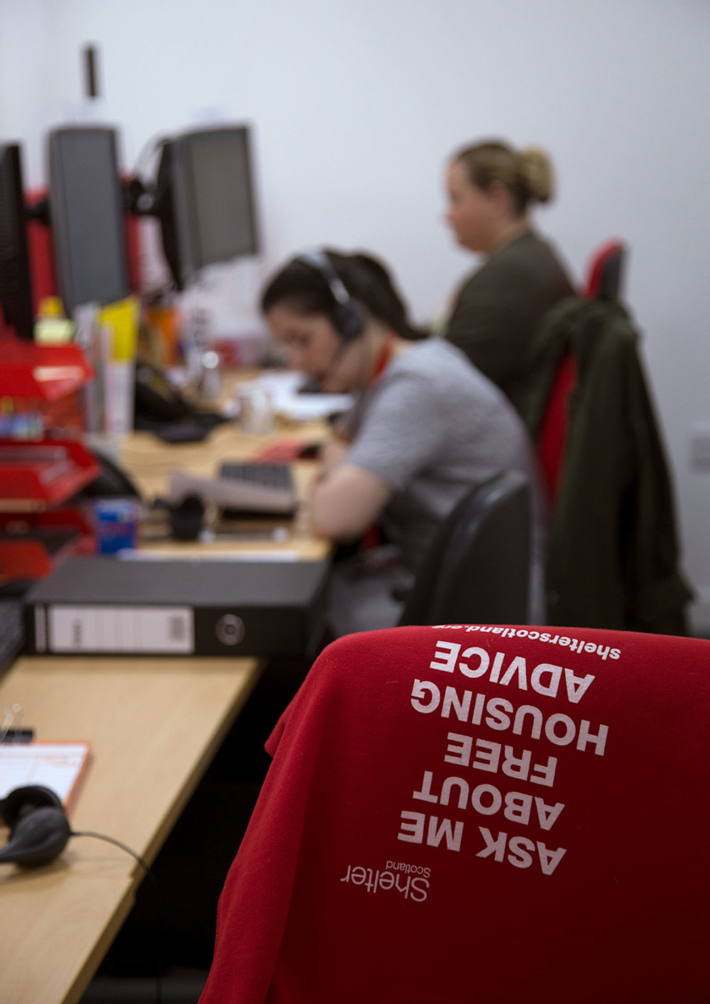 Shelter Scotland’s National Helpline. Photographed for Shelter Scotland's 50th anniversary by Izzy Leach.
