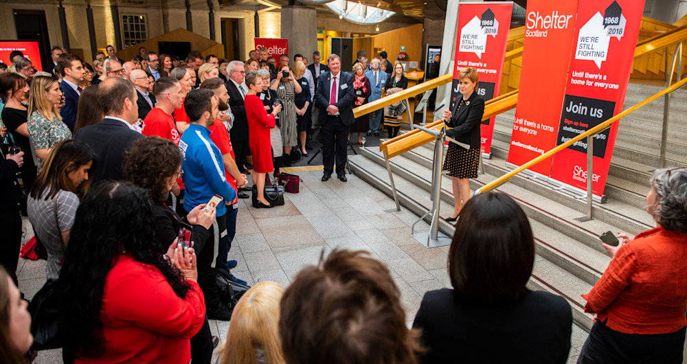 Nicola Sturgeon speaking at Shelter Scotland event