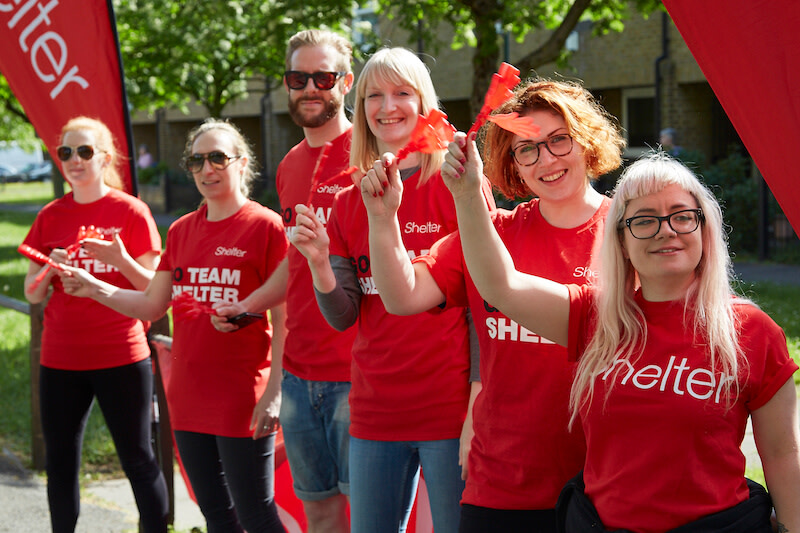 Shelter team cheering