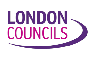 Pink and purple worded London Councils partner logo