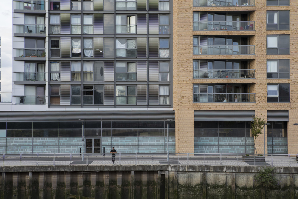 External shot of social housing block of flats.