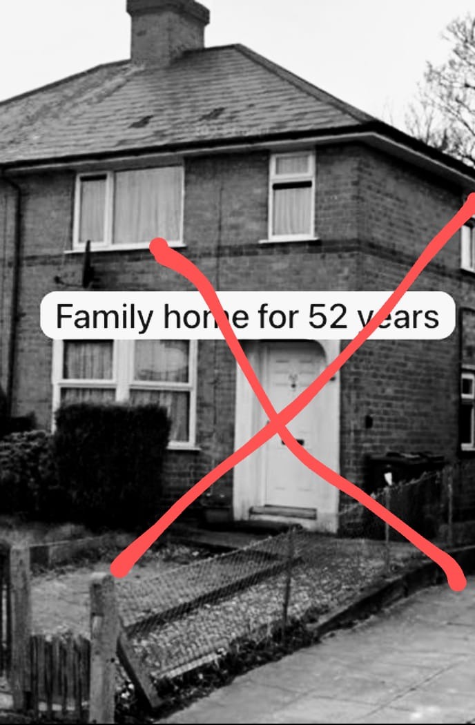 Tracy's family home for 52 years.