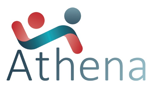 Blue and red Athena logo