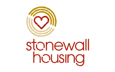 Red and yellow worded Stonewall Housing partner logo