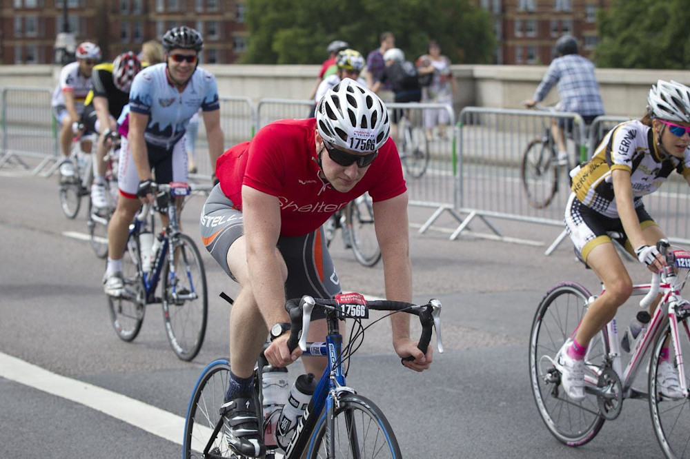 A cyclist takes part in RideLondon