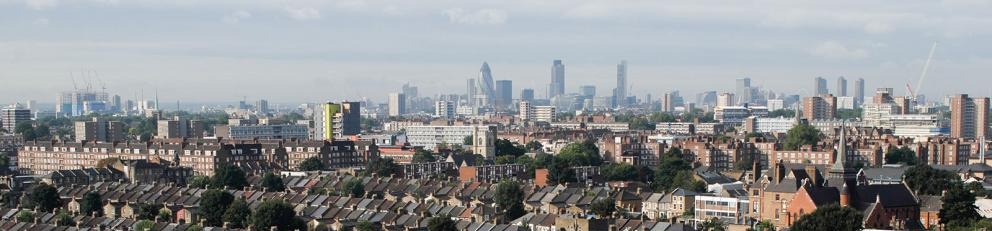 Rows of houses across a skyline