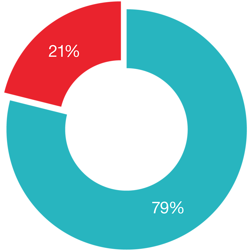 Pie chart shows that for every £1 you donate: 79p is spent directly on helping people through advice, support, and campaigning and 21p is spent on fundraising
