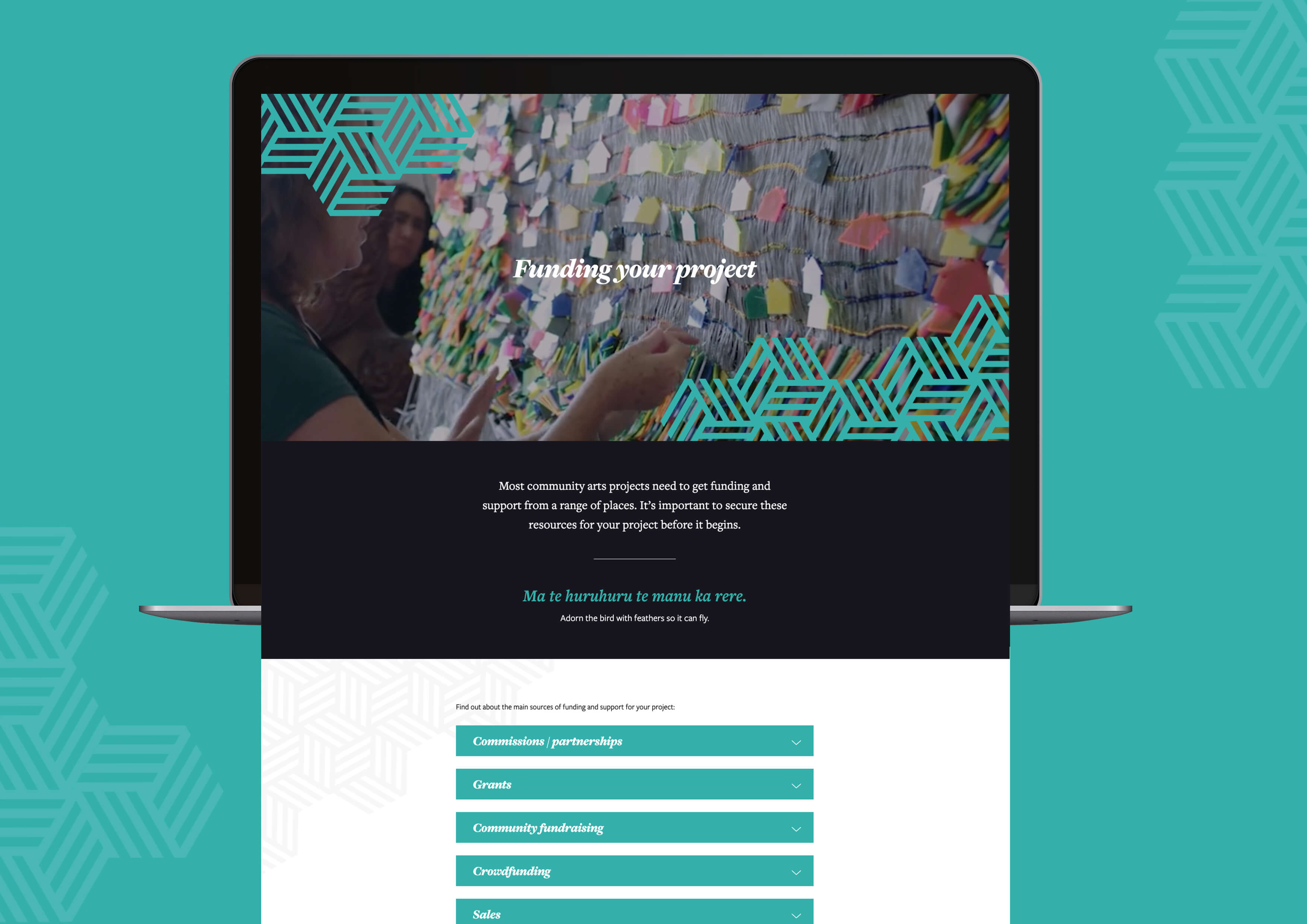The Community Arts Toolkit web design and development on a laptop.