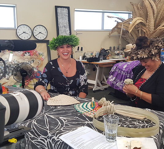 Filming the Pacifica Mamas video for the Community Arts Toolkit.