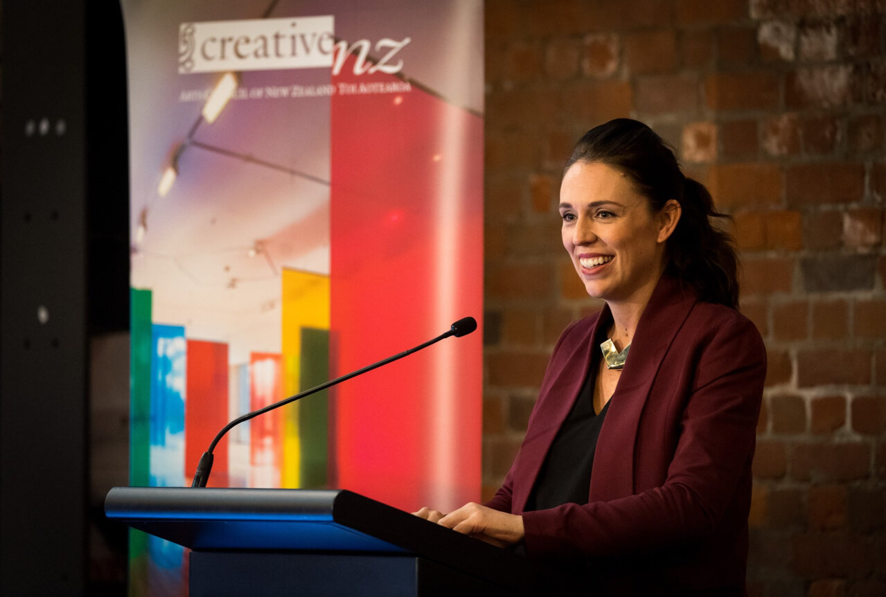 Jacinda Ardern launching the New Zealanders and the Arts survey.