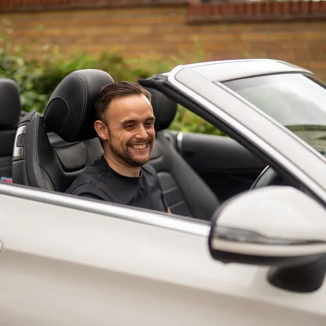 Cazoo Customer Luke form Essex in his Mercedes-Benz C-Class Cabriolet