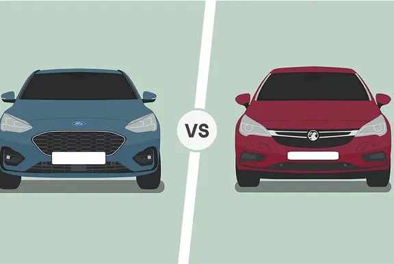 Ford Focus and Vauxhall Astra comparison illustration