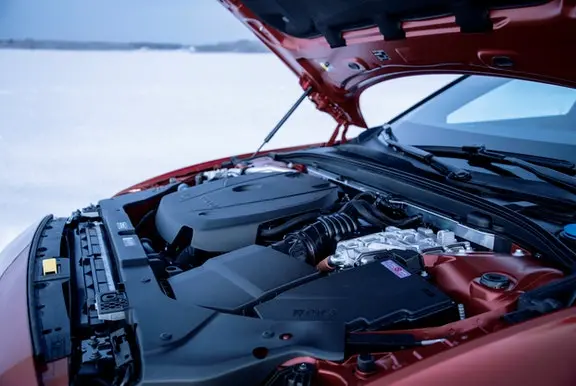 Car with the hood up