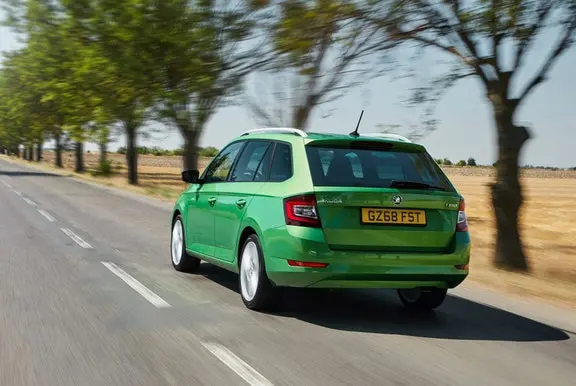 The rear exterior of a Skoda Fabia