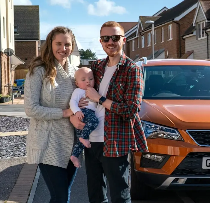 Joel and family and Seat Ateca