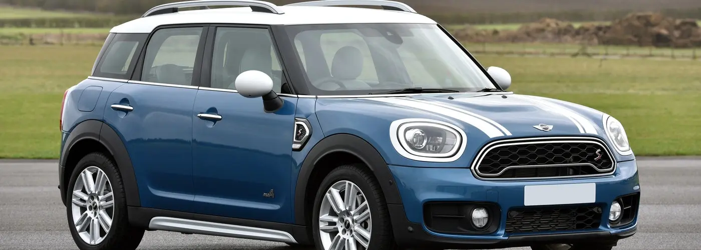The exterior of a blue Mini Countryman