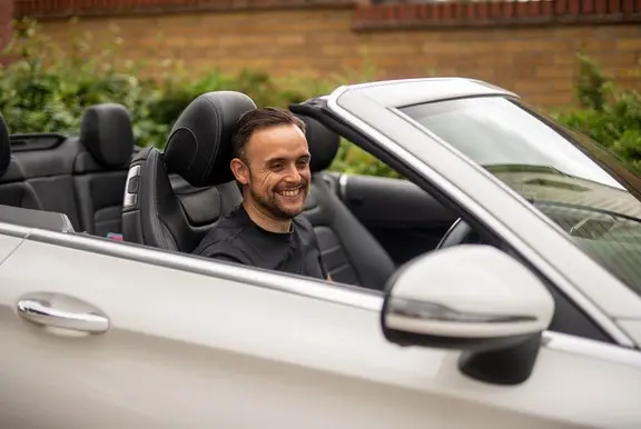 Cazoo Customer Luke form Essex in his Mercedes-Benz C-Class Cabriolet