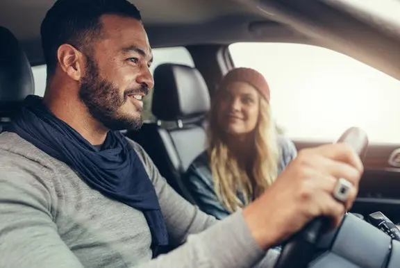 Couple driving in a car