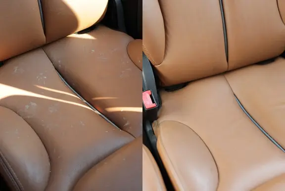 Before and after cleaning car seats