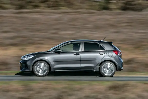 The exterior of a grey Kia Rio