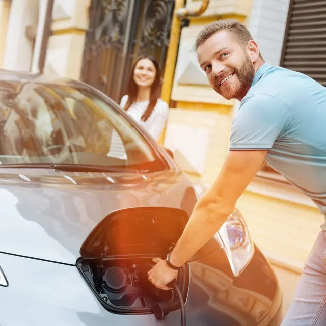 An electric car being charged