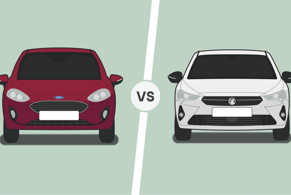 Ford Fiesta vs Vauxhall Corsa front
