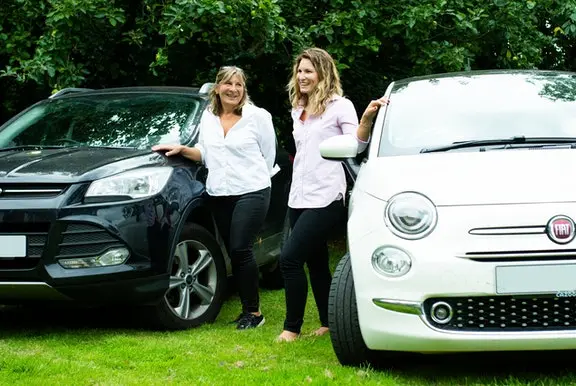 Cazoo customers Janet and Rachel talking about their delivery with their new cars