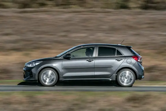 The exterior of a grey Kia Rio