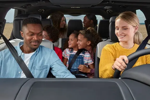 Family driving a seven seater.