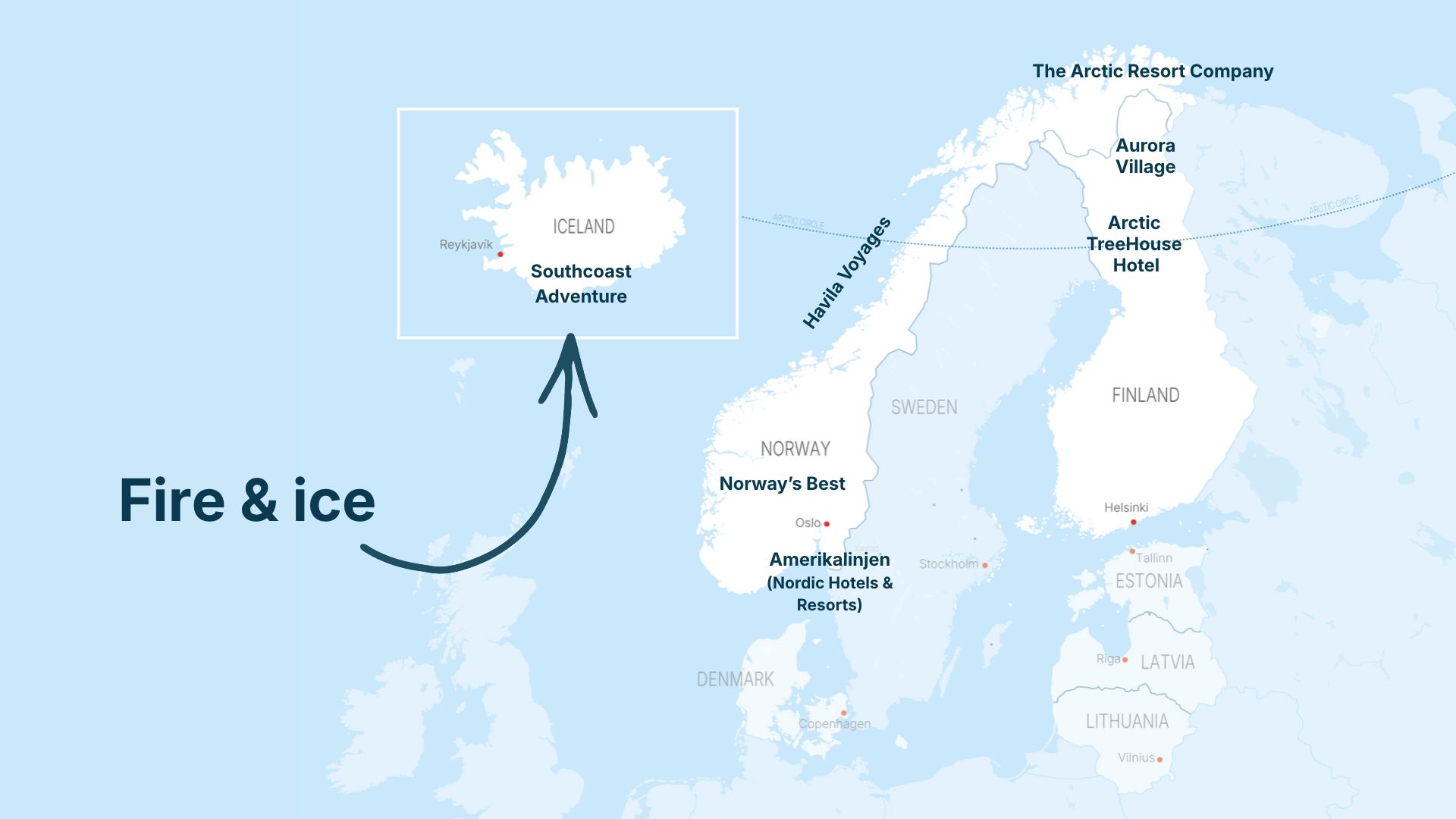 50DN Nordic Roadshow 2026 map (Southcoast Adventure)