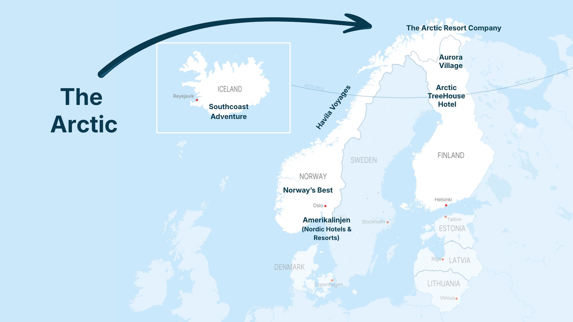 50DN Nordic Roadshow 2026 map (4 Arctic Resort Company)