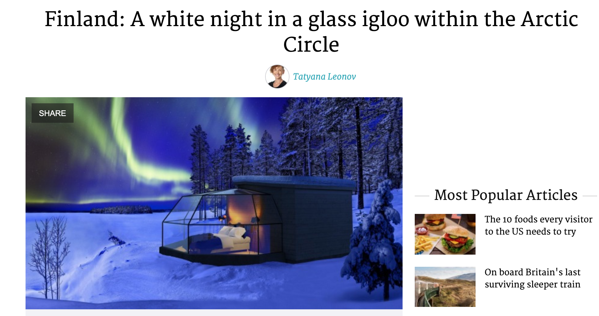 A white night in a glass igloo