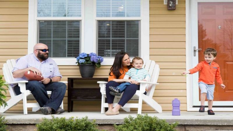 Family on porch