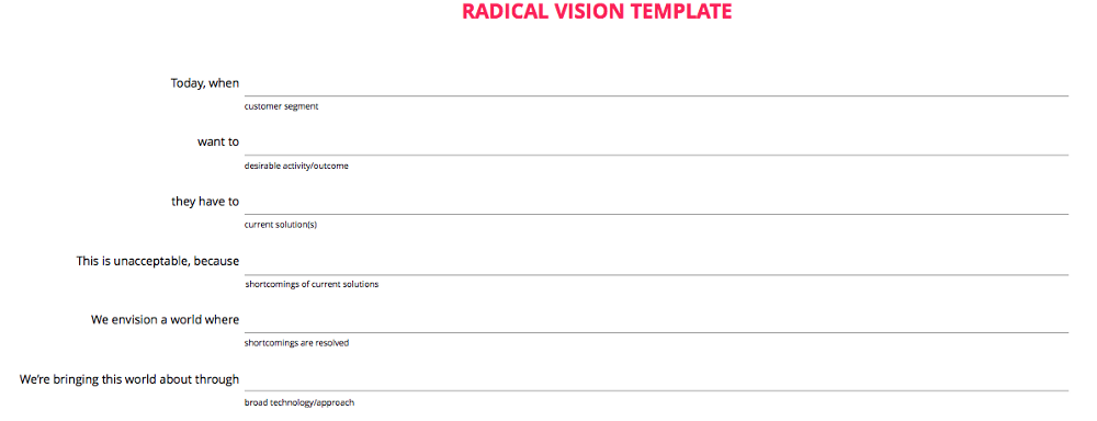 Radical Product Vision Template